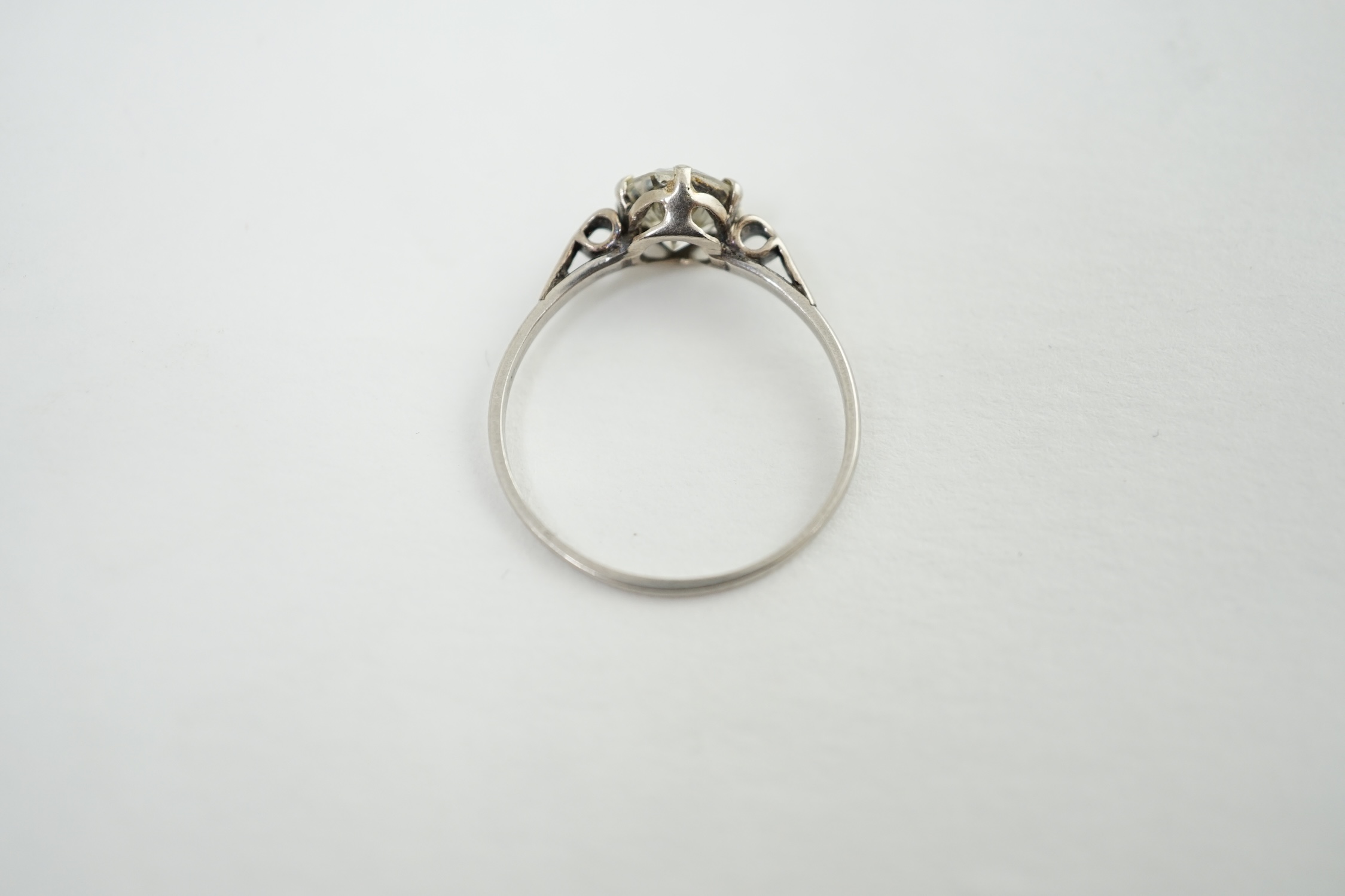 A platinum? and solitaire diamond set ring